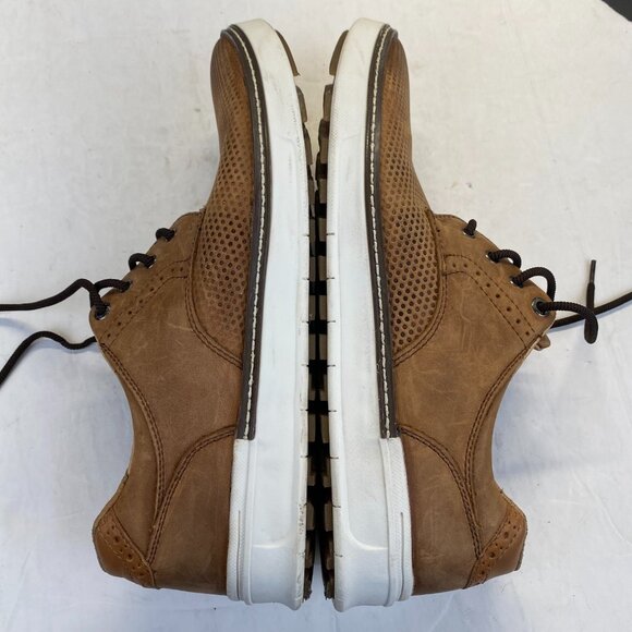 258460 MCGUFFEY MENS SHOE Size 10 M TAN OILED LEATHER JOHNSTON&MURPHY GOLF SHOE - Picture 10 of 13